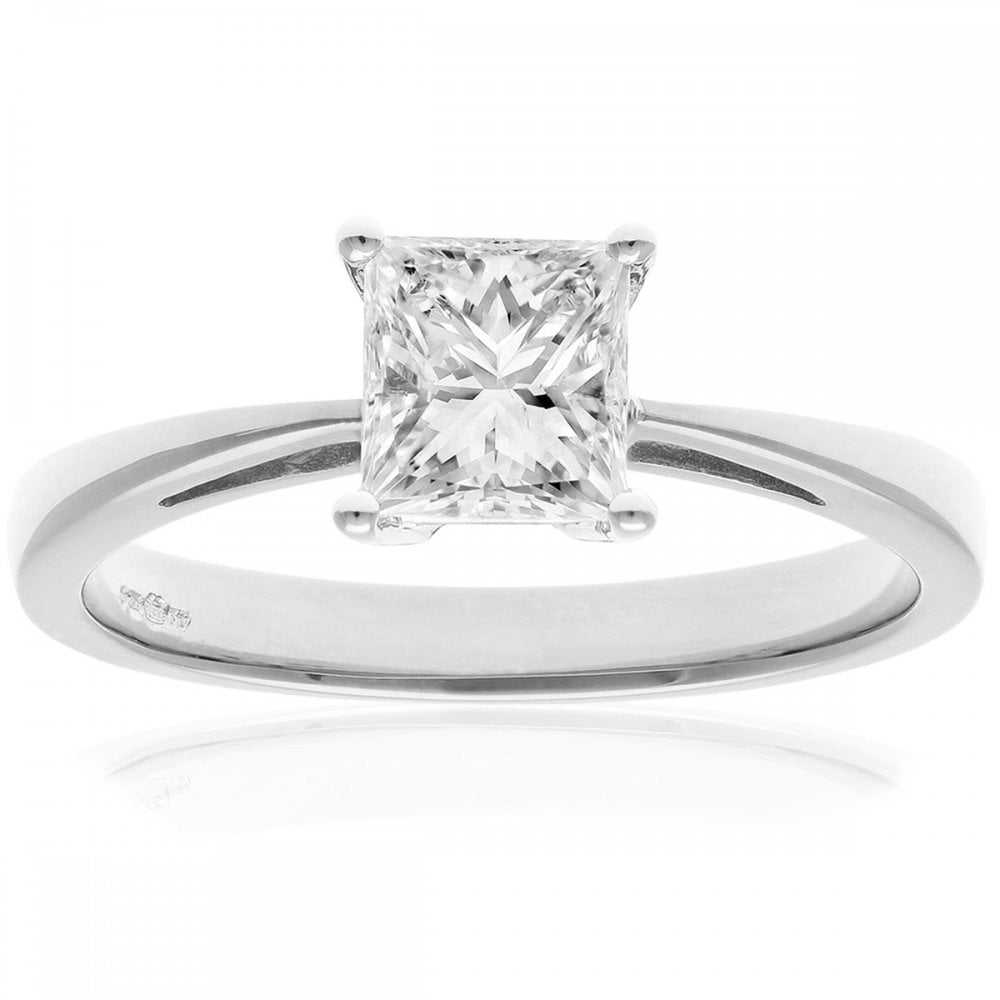 SPARKLD Platinum J/SI Certified Princess Cut 1.00ct Solitaire Engagement Ring