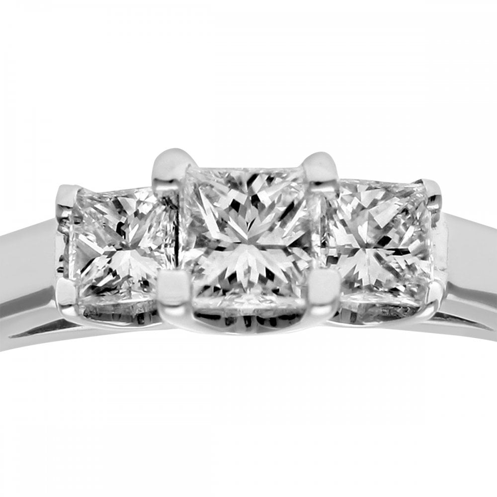 SPARKLD Platinum J/I Certified Princess Cut 0.33ct Diamonds Trilogy Ring