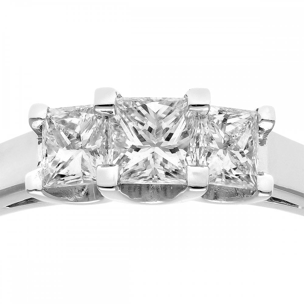 SPARKLD Platinum J/I Certified Princess Cut 0.75ct Diamonds Trilogy Ring