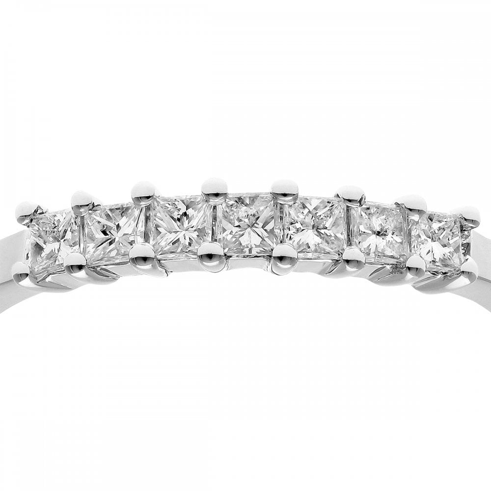 SPARKLD 18ct White Gold Four Claw J/SI Certified Princess Cut 0.33ct Diamonds Eternity Ring