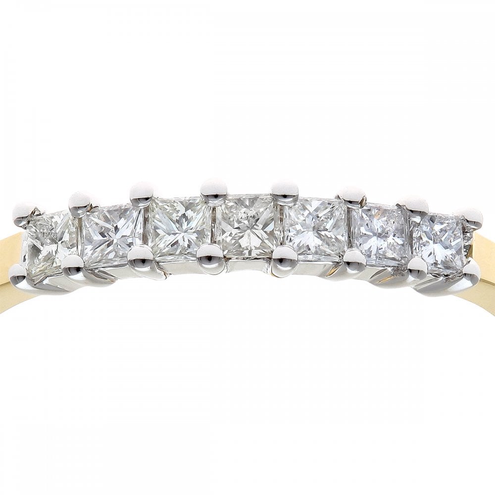SPARKLD 18ct Yellow Gold Four Claw J/I Certified Princess Cut 0.33ct Diamonds Eternity Ring