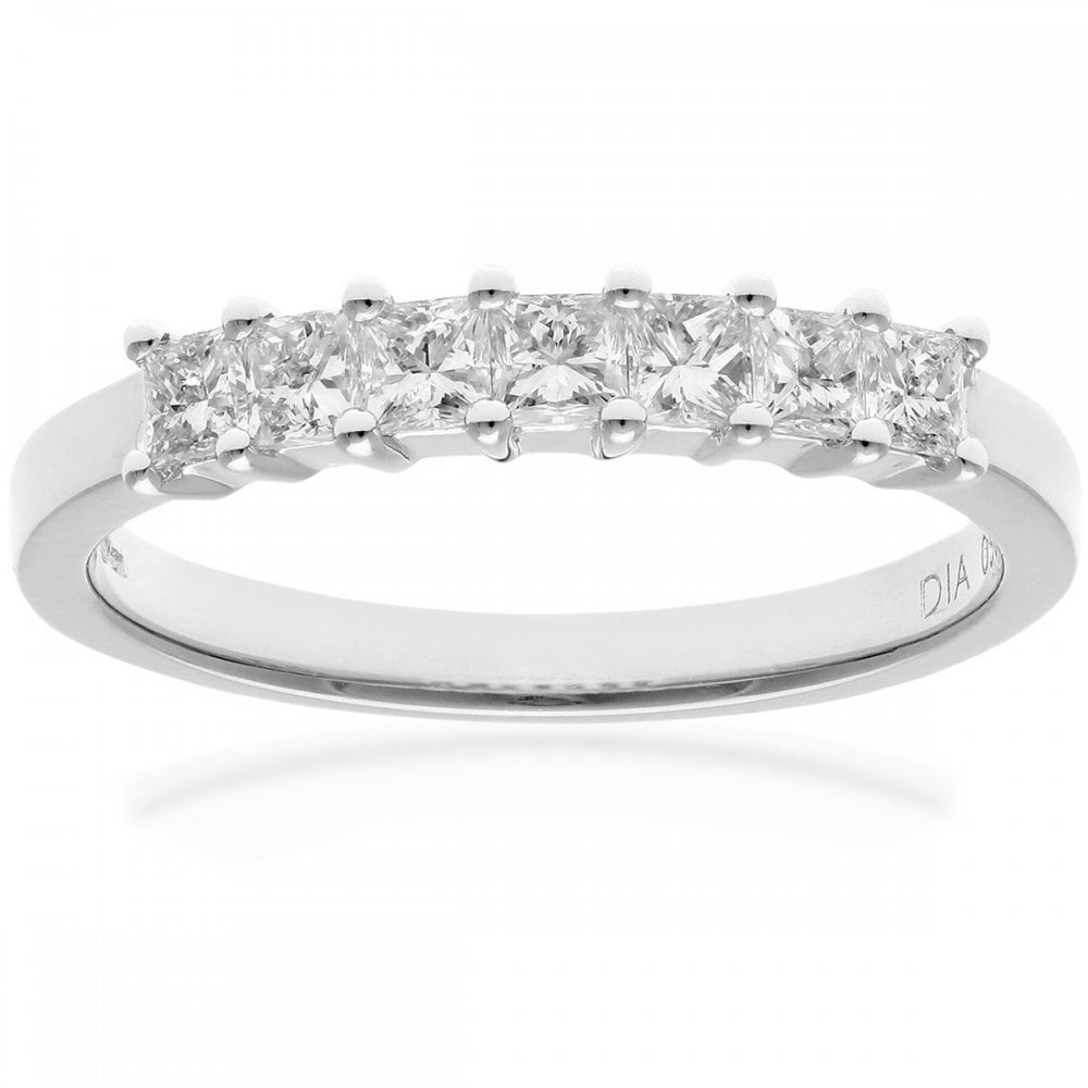 SPARKLD Platinum J/I Certified Princess Cut 0.50ct Diamonds Eternity Ring