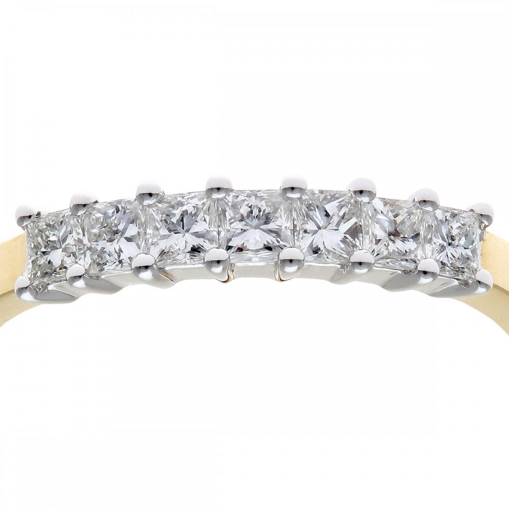 SPARKLD 18ct Yellow Gold Four Claw J/SI Certified Princess Cut 0.50ct Diamonds Eternity Ring