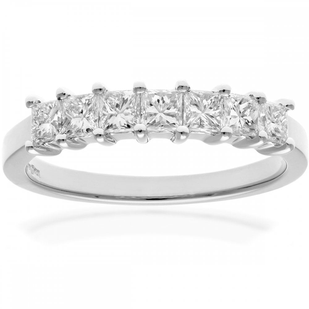 SPARKLD Platinum J/I Certified Princess Cut 0.75ct Diamonds Eternity Ring