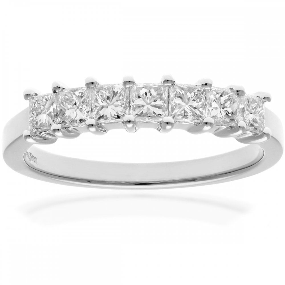 SPARKLD Platinum J/SI Certified Princess Cut 0.75ct Diamonds Eternity Ring