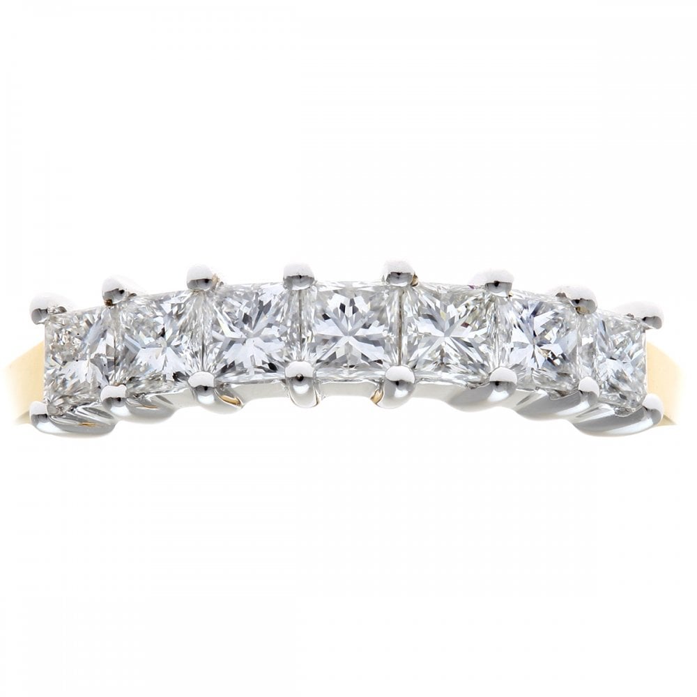 SPARKLD 18ct Yellow Gold Four Claw J/SI Certified Princess Cut 0.75ct Diamonds Eternity Ring
