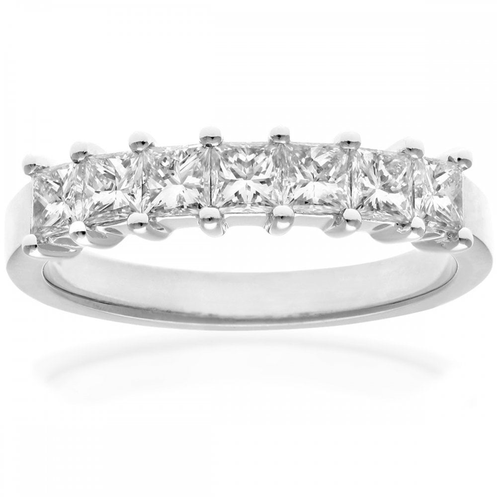 SPARKLD Platinum J/I Certified Princess Cut 1.00ct Diamonds Eternity Ring