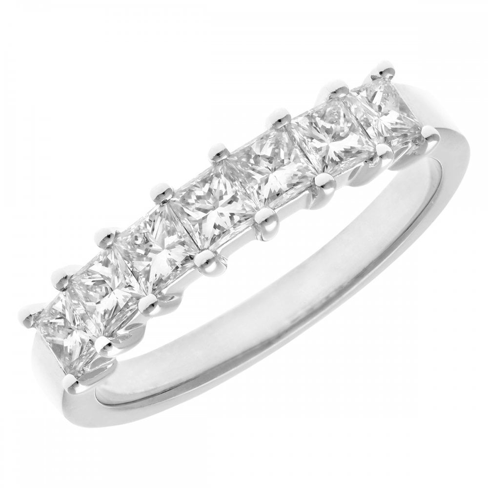 SPARKLD Platinum J/I Certified Princess Cut 1.00ct Diamonds Eternity Ring