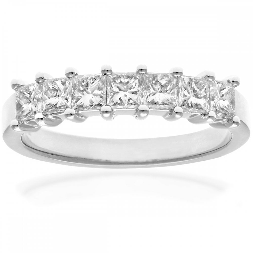 SPARKLD Platinum J/SI Certified Princess Cut 1.00ct Diamonds Eternity Ring