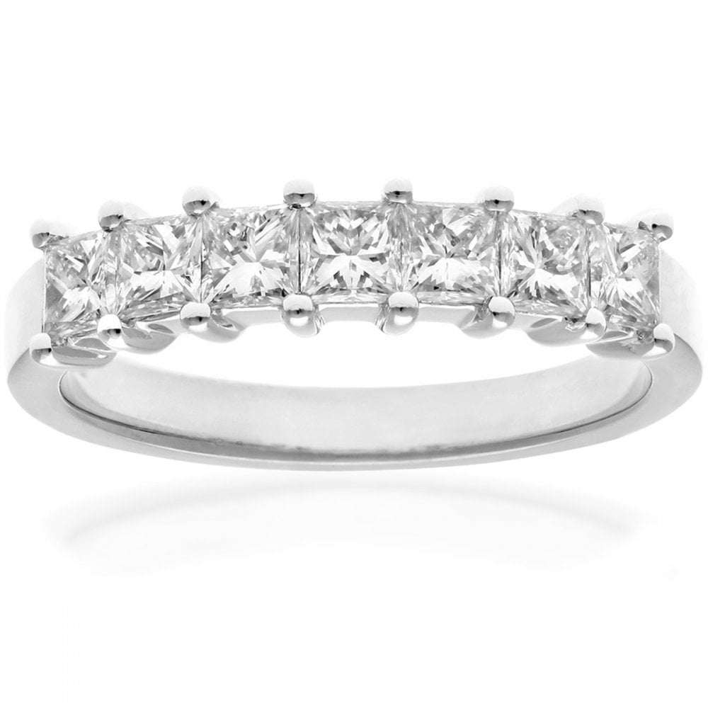 SPARKLD 18ct White Gold Eternity Ring/SI Certified 1.00ct Diamonds princess Cut