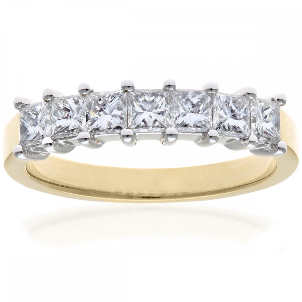 SPARKLD 18ct Yellow Gold Eternity Ring/I Certified 1.00ct Diamonds princess Cut