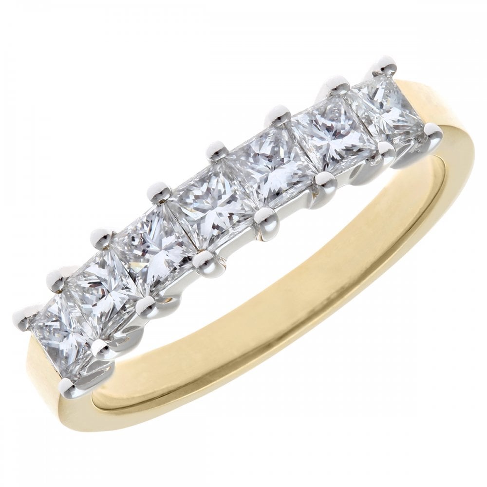 SPARKLD 18ct Yellow Gold Eternity Ring/I Certified 1.00ct Diamonds princess Cut