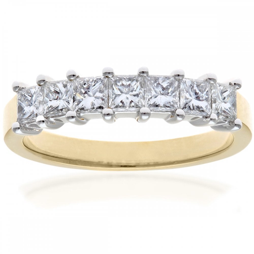 SPARKLD 18ct Yellow Gold Eternity Ring/SI Certified 1.00ct Diamonds princess Cut