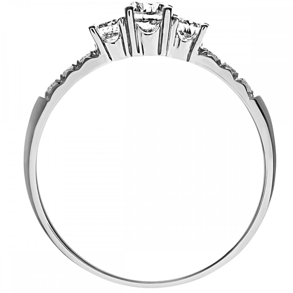 SPARKLD 18ct White Gold 0.50ct IJ/I Certified Round Brilliant Diamonds  Trilogy Engagement Ring