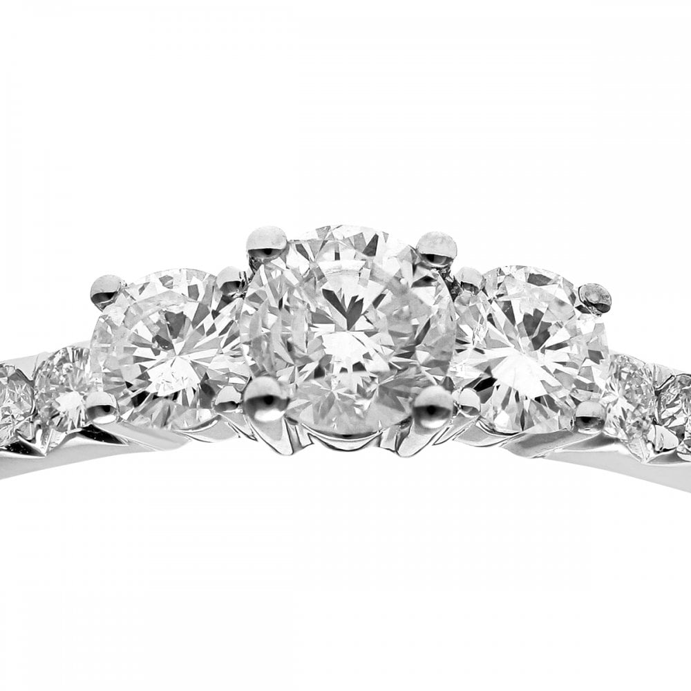 SPARKLD 18ct White Gold 0.50ct IJ/I Certified Round Brilliant Diamonds  Trilogy Engagement Ring