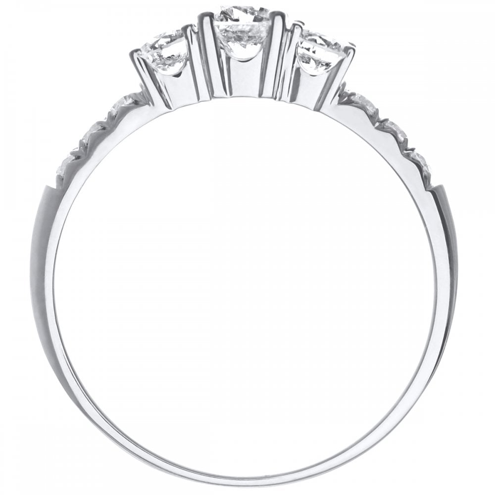 SPARKLD 18ct White Gold Certified  Round Brilliant 0.75ct Diamonds Trilogy Engagement Ring