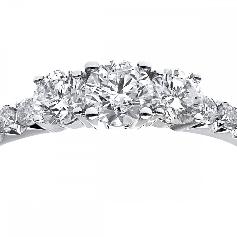 SPARKLD 18ct White Gold Certified  Round Brilliant 0.75ct Diamonds Trilogy Engagement Ring