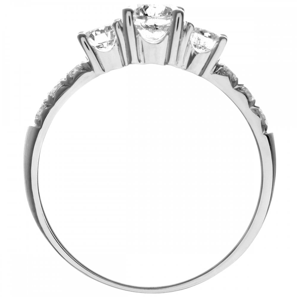 SPARKLD 18ct White Gold Certified  Round Brilliant 1.00ct Diamonds Trilogy Engagement Ring