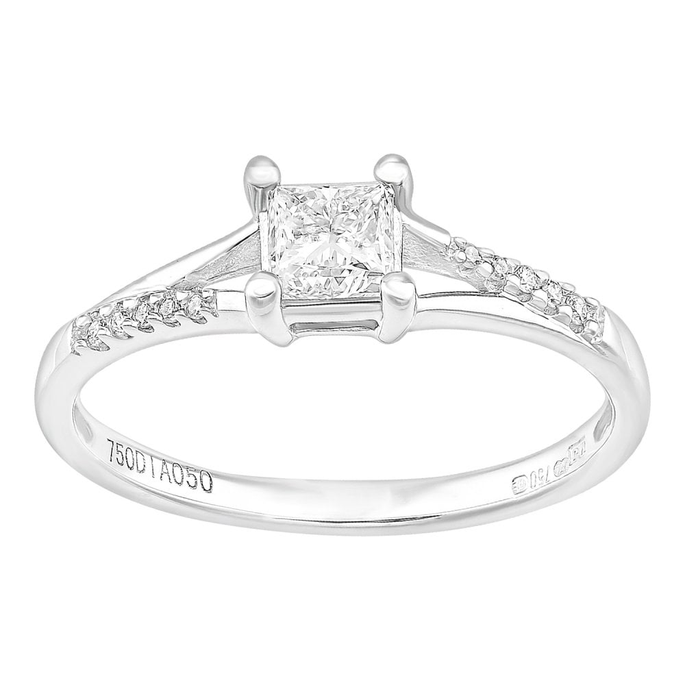 SPARKLD 18ct White Gold And 0.50ct Diamond Engagement Ring