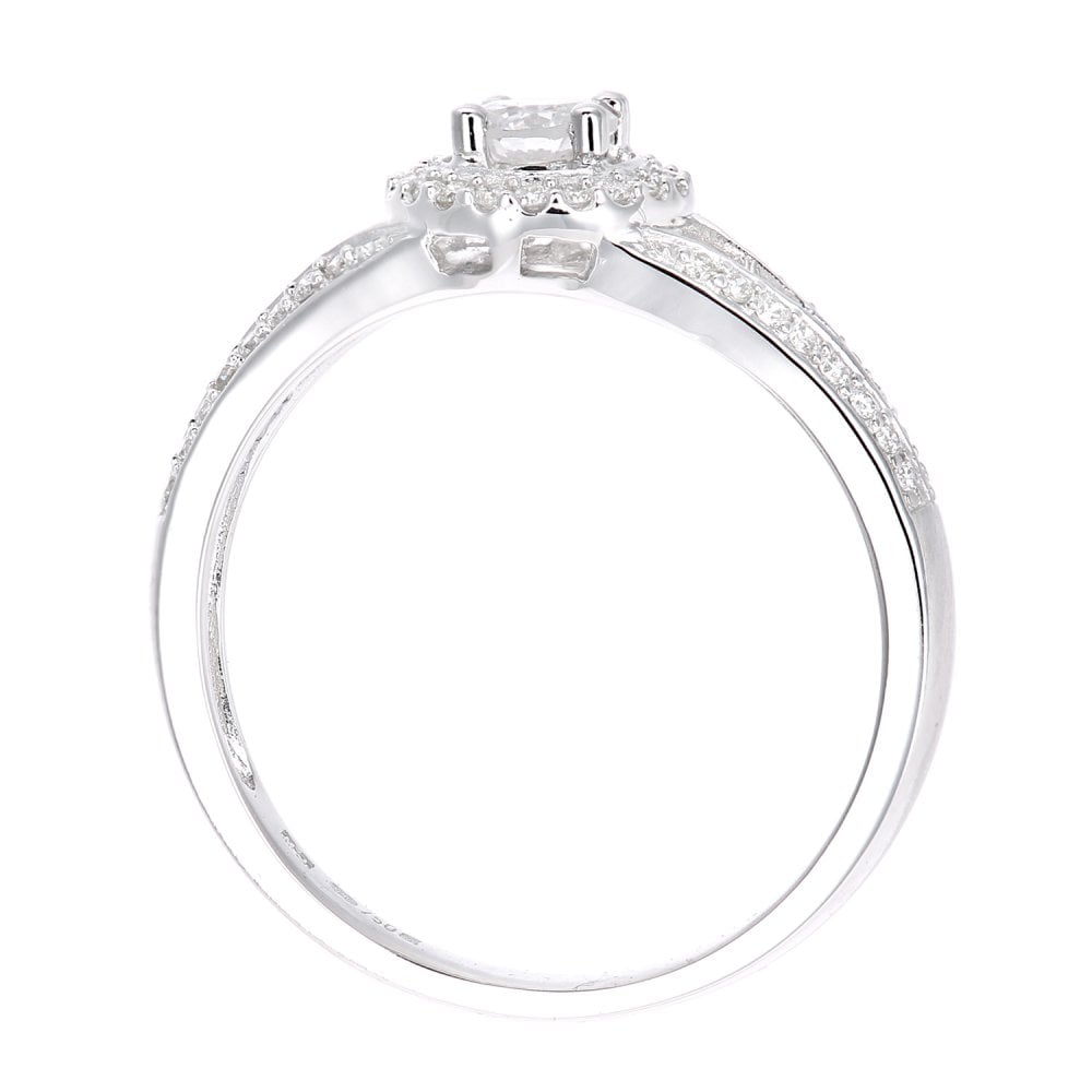 SPARKLD 18ct White Gold Round Halo 0.40ct Diamond Solitaire Engagement Ring