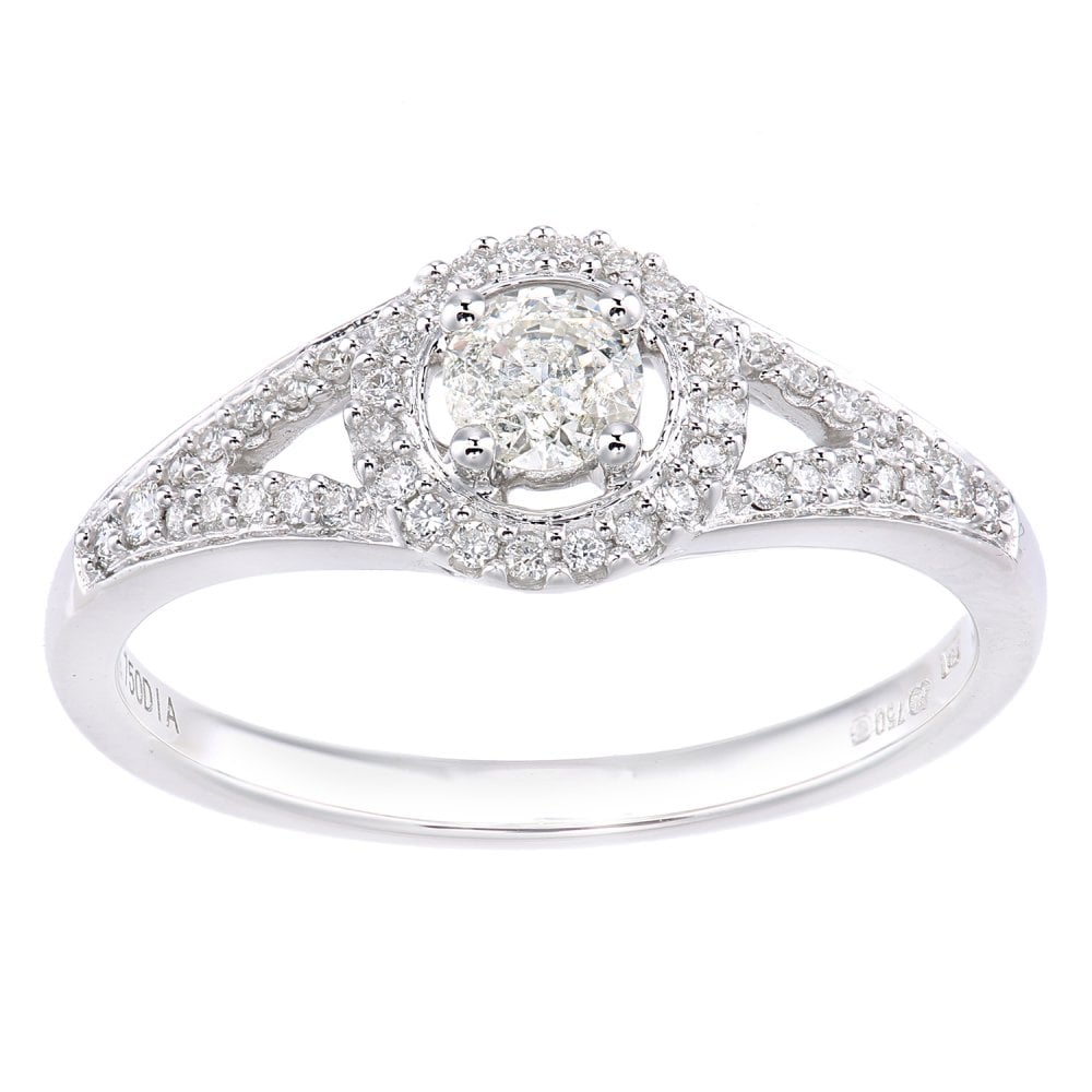 SPARKLD 18ct White Gold Round Halo 0.40ct Diamond Engagement Ring