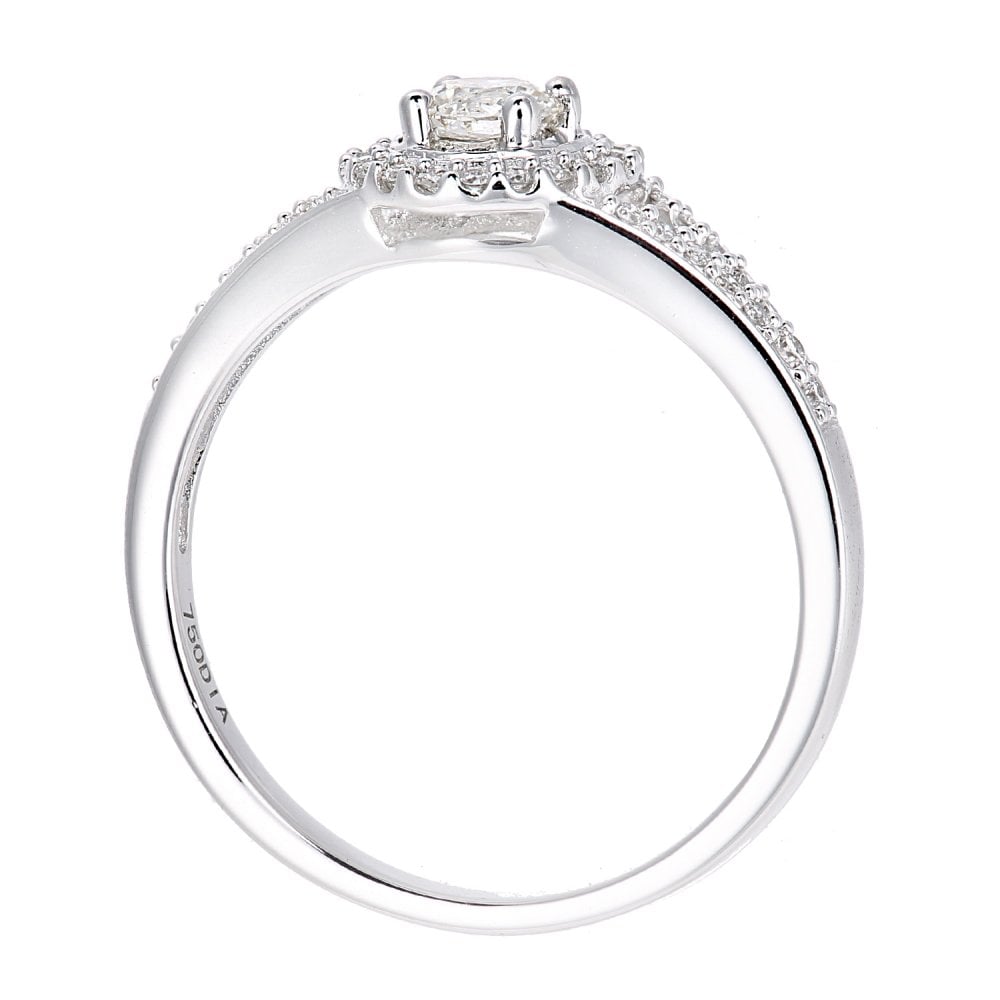 SPARKLD 18ct White Gold Round Halo 0.40ct Diamond Engagement Ring