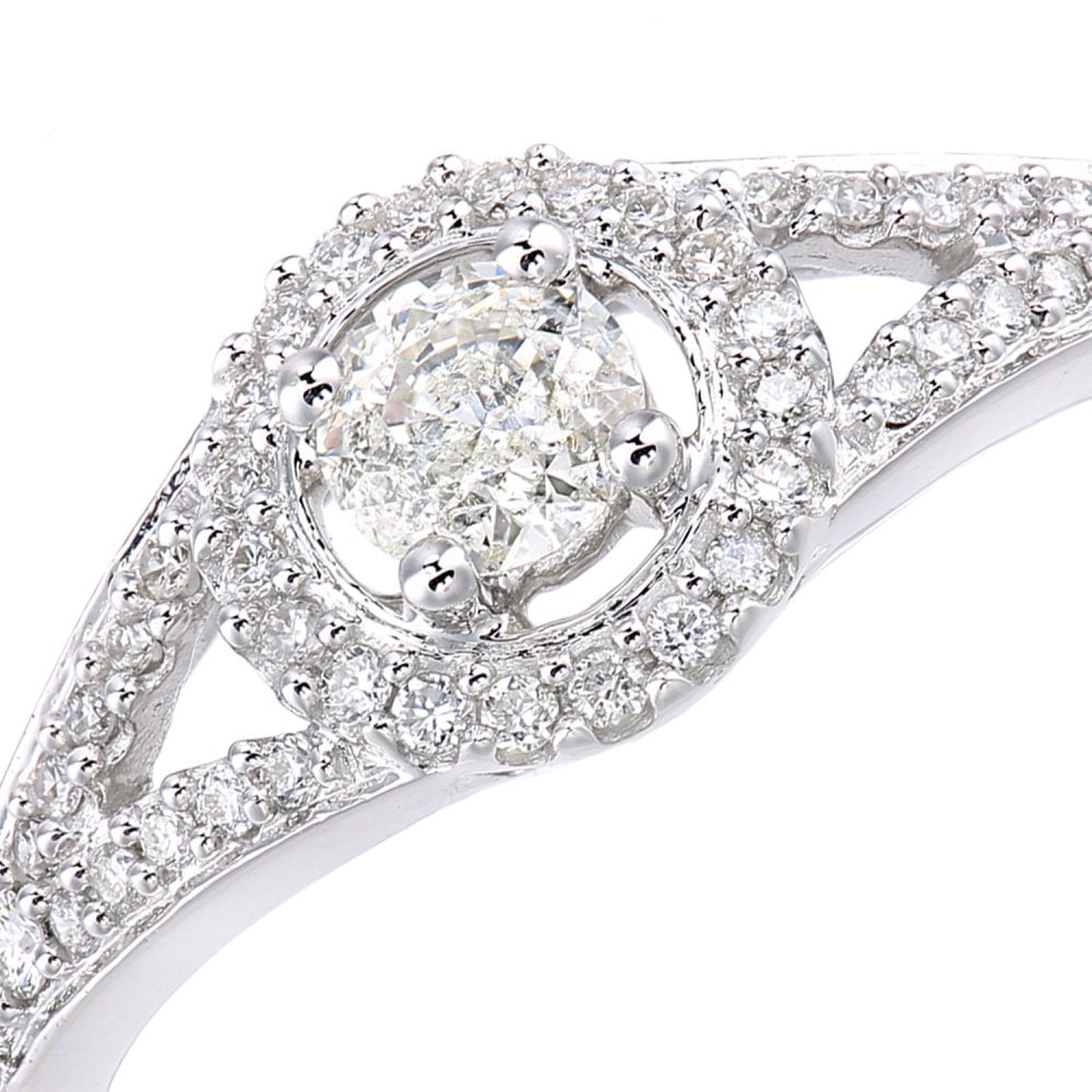 SPARKLD 18ct White Gold Round Halo 0.40ct Diamond Engagement Ring