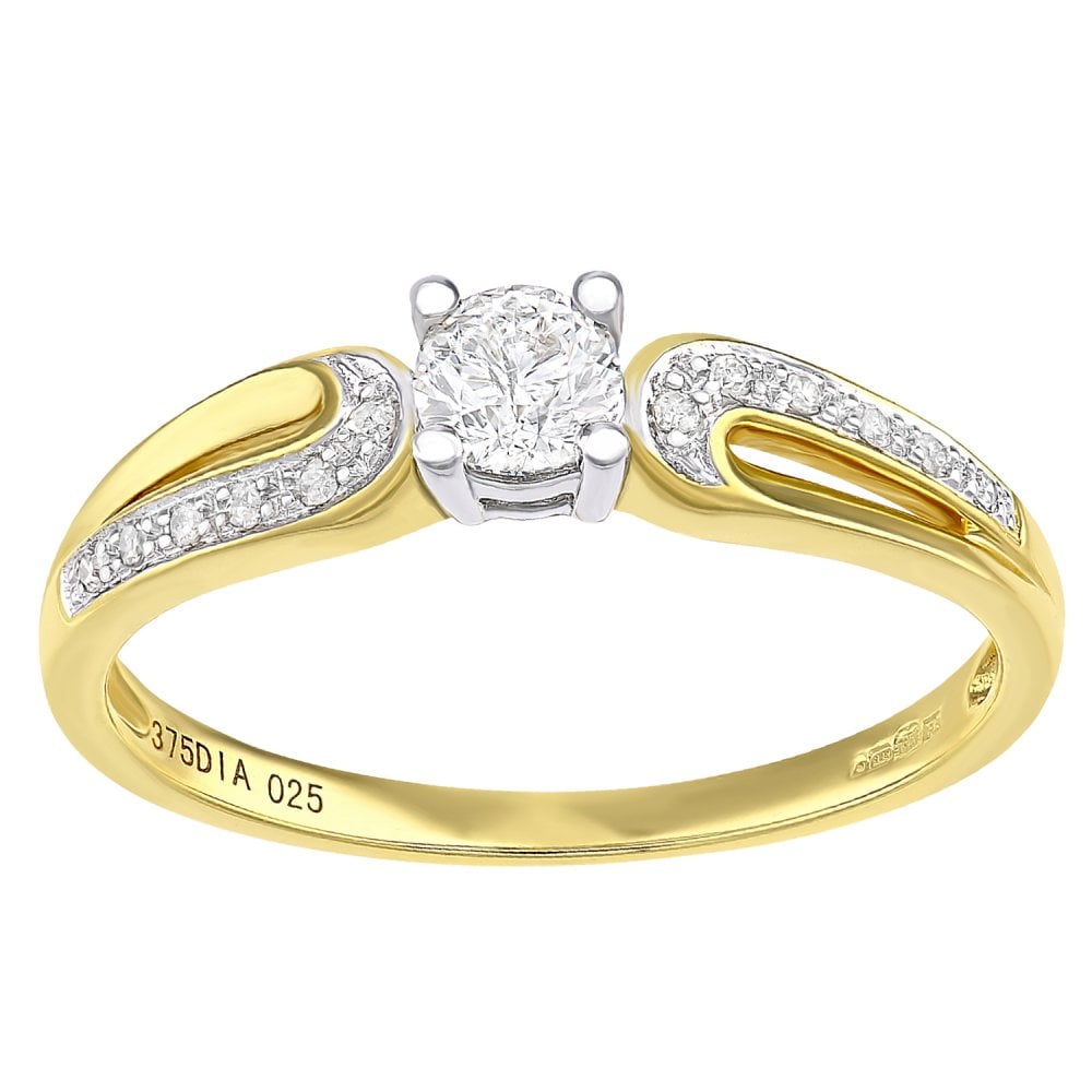 SPARKLD 9ct Yellow Gold And 0.25ct Diamond Engagement Ring