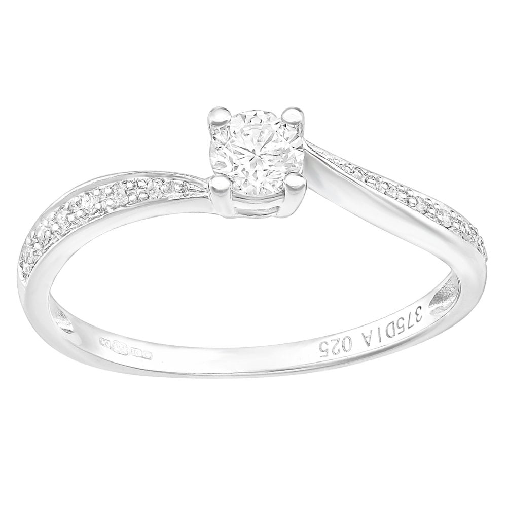 SPARKLD 9ct White Gold And 0.25ct Diamond Engagement Ring