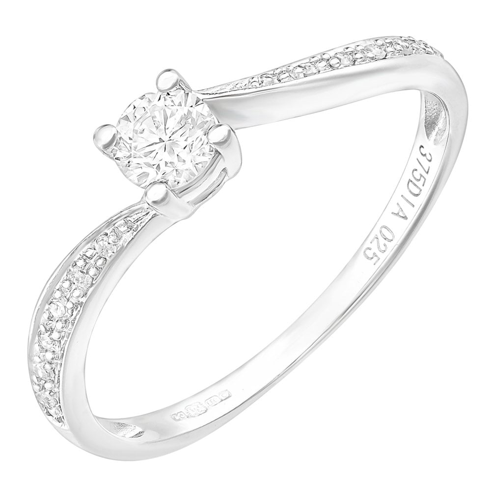 SPARKLD 9ct White Gold And 0.25ct Diamond Engagement Ring