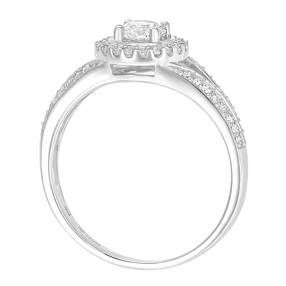 SPARKLD 18ct White Gold Round Halo 0.60ct Diamond Solitaire Engagement Ring