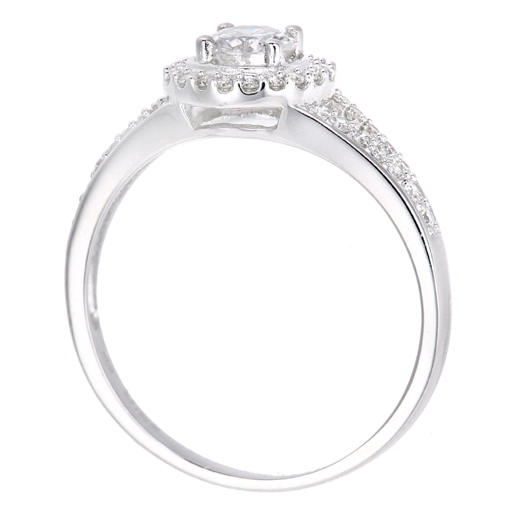 SPARKLD 18ct White Gold Round Halo 0.60ct Diamond Engagement Ring
