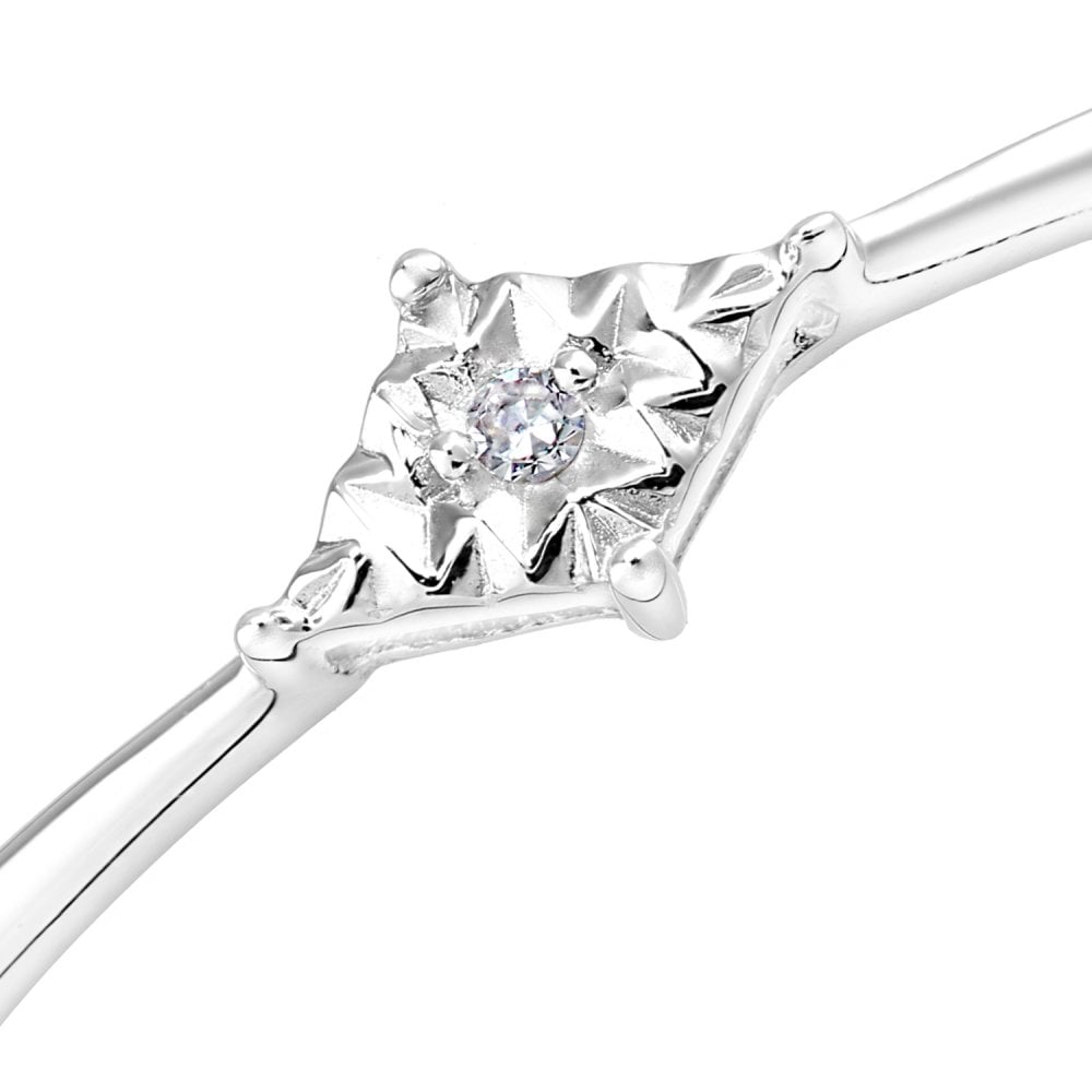 SPARKLD 9ct White Gold 0.01ct Diamond Engagement Ring