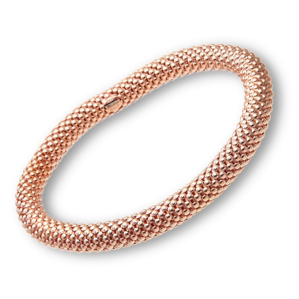 SPARKLD Rose Gold Plated Silver Beaded Link Stretch Bracelet of 19 cm Length