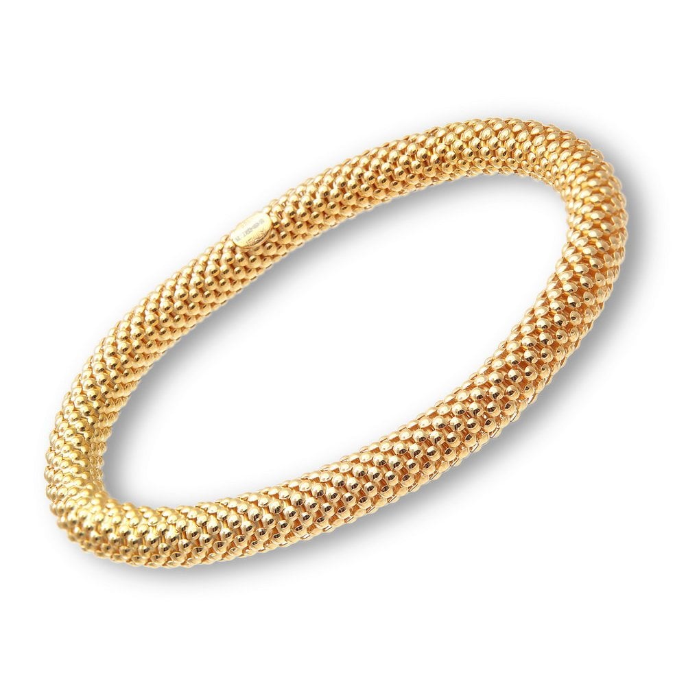 SPARKLD Yellow Gold Plated Silver Beaded Link Stretch Bracelet 19 cm long