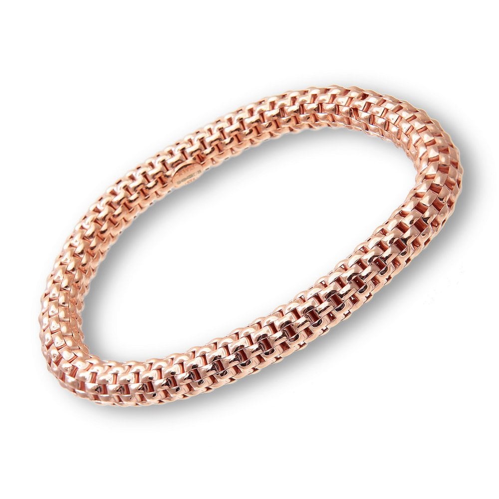 SPARKLD Rose Gold Plated Silver Brick Link Stretch Bracelet 19 cm long