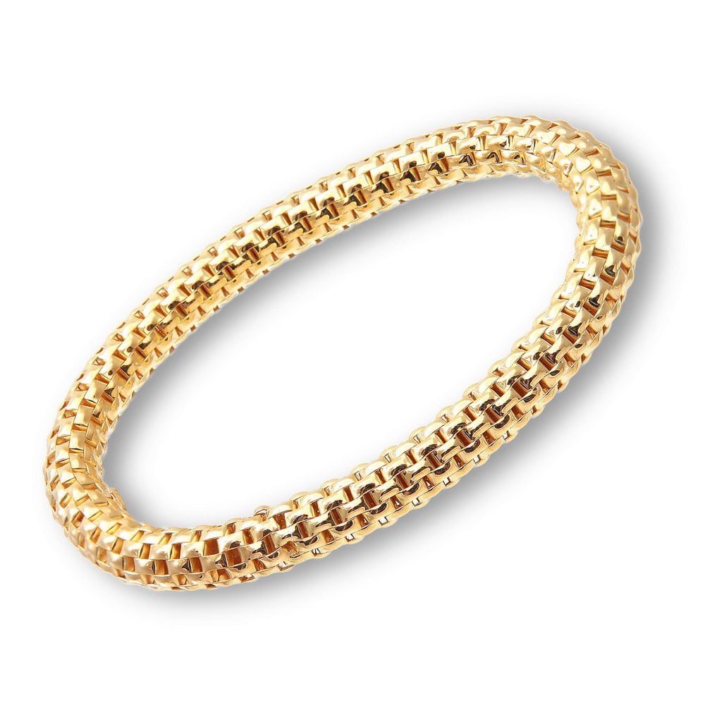 SPARKLD Yellow Gold Plated Silver Brick Link Stretch Bracelet 19 cm long