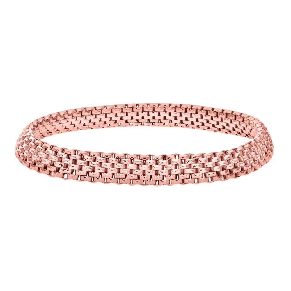 SPARKLD Rose Gold Plated Silver Stretch Mesh Bracelet