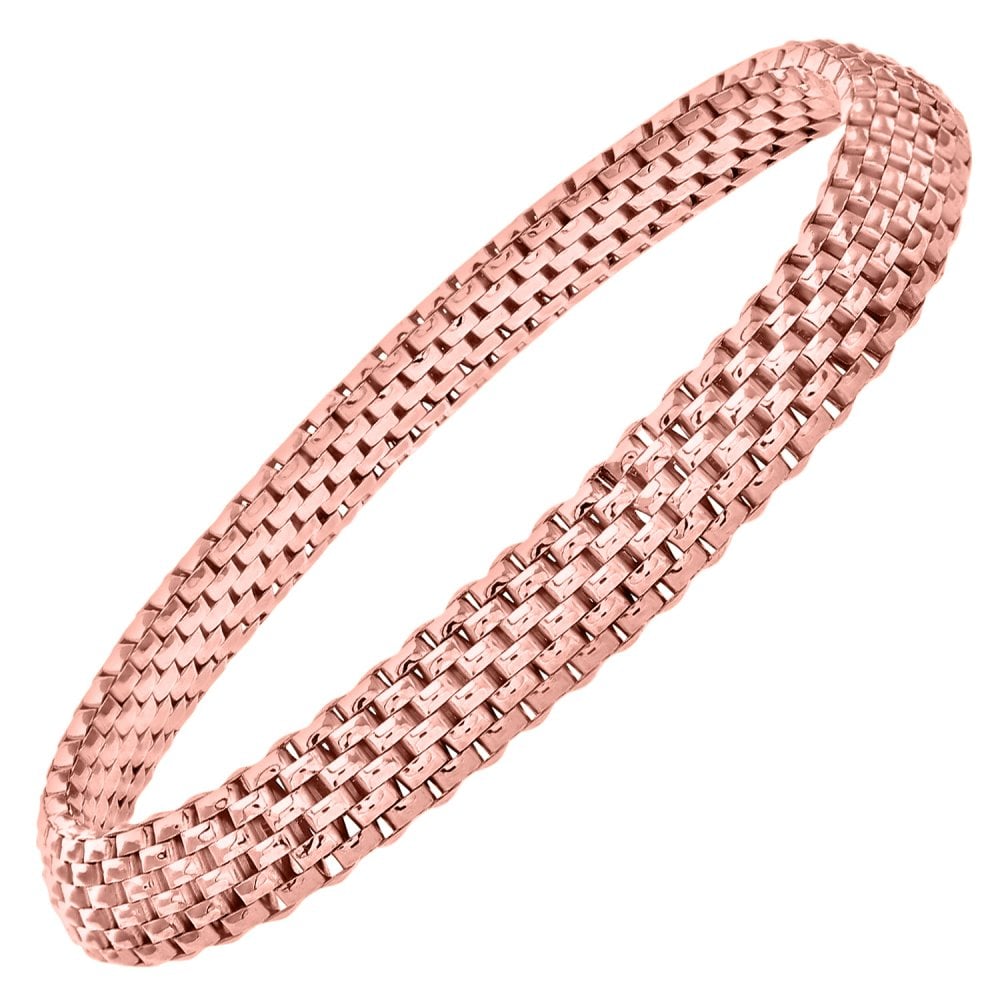 SPARKLD Rose Gold Plated Silver Stretch Mesh Bracelet