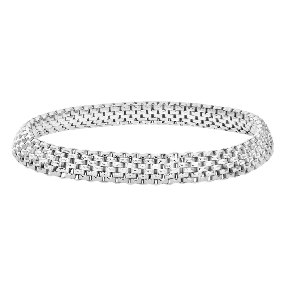 SPARKLD Rhodium Plated Silver Stretch Mesh Bracelet