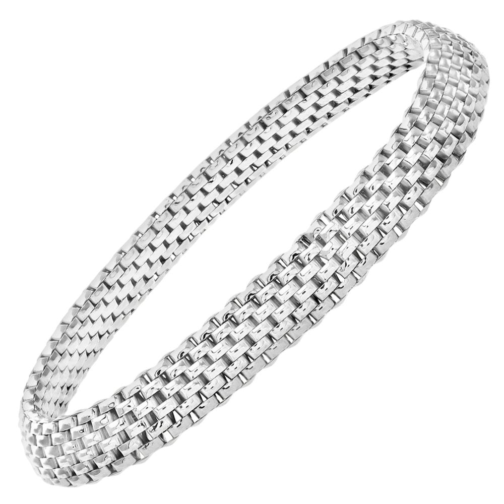 SPARKLD Rhodium Plated Silver Stretch Mesh Bracelet