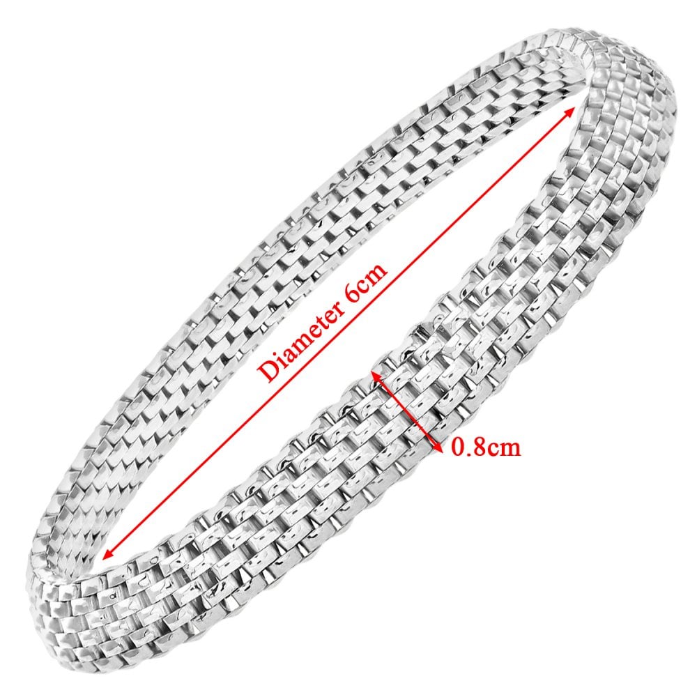 SPARKLD Rhodium Plated Silver Stretch Mesh Bracelet