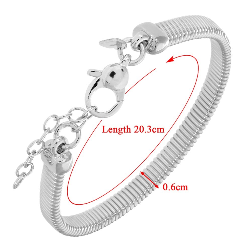 SPARKLD Rhodium Plated Silver Mesh Cable Bracelet of Length 18.420.3 cm