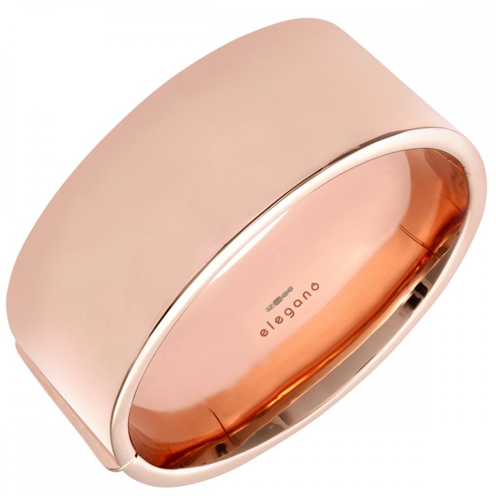 SPARKLD Rose Gold Plated Silver 30 mm Extra Wide Solid Dome Bangle of Diameter 65 mm