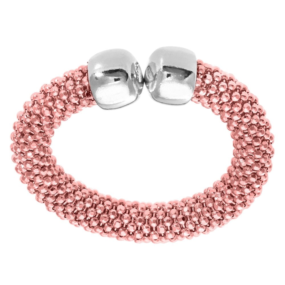 SPARKLD Rose Gold Plated Silver Cuff Design Mesh Ring