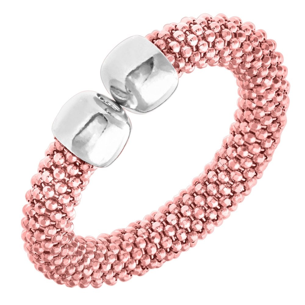 SPARKLD Rose Gold Plated Silver Cuff Design Mesh Ring