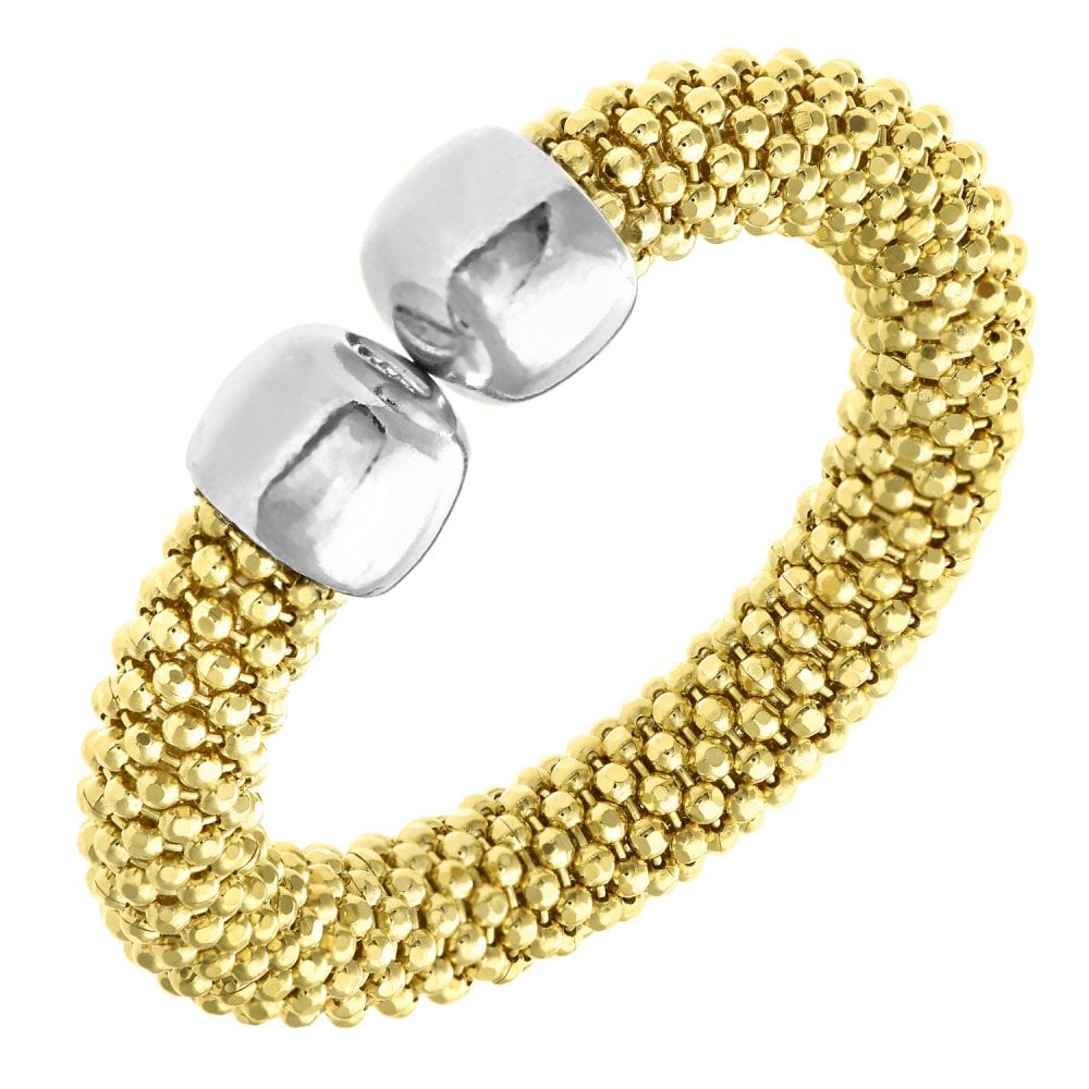 SPARKLD Yellow Gold Plated Silver Cuff Design Mesh Ring