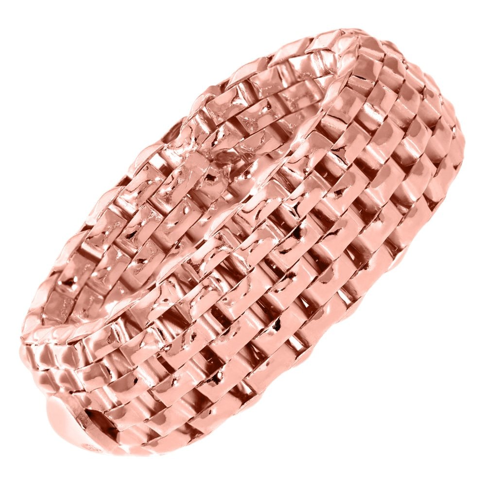 SPARKLD Rose Gold Plated Silver Stretch Mesh Ring