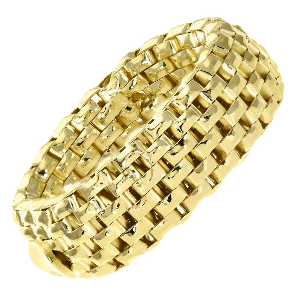 SPARKLD Yellow Gold Plated Silver Stretch Mesh Ring