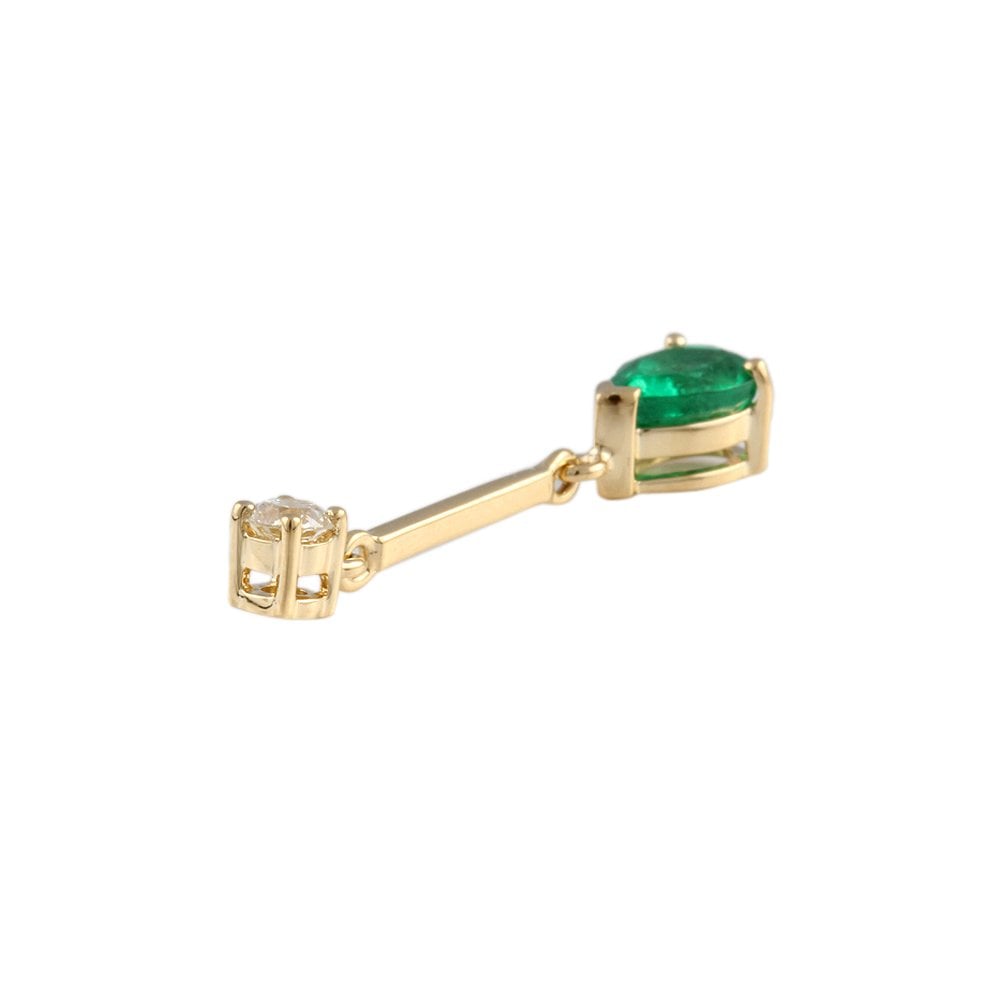 9ct Yellow Gold 0.23ct Round Brilliant Cut Diamond and 1.15ct Pear Shape Emerald Cluster Pendant